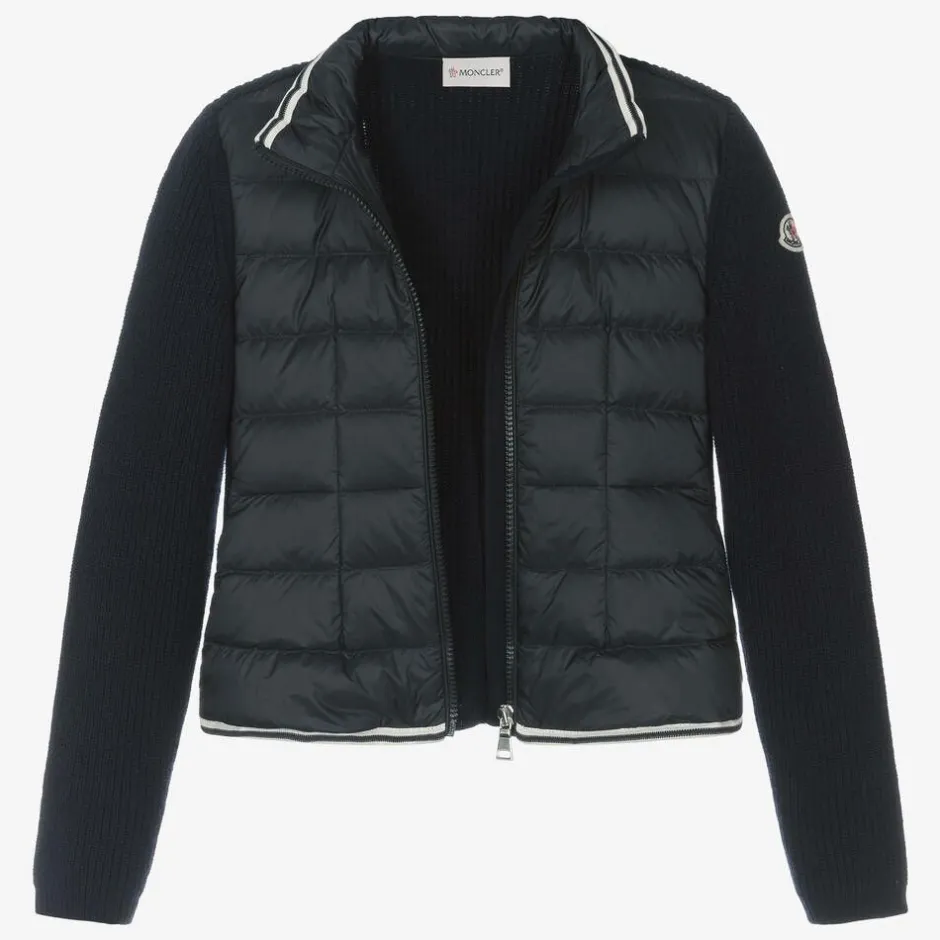 Moncler Enfant Teen Girls Blue Knit & Down-Fill Jacket Online