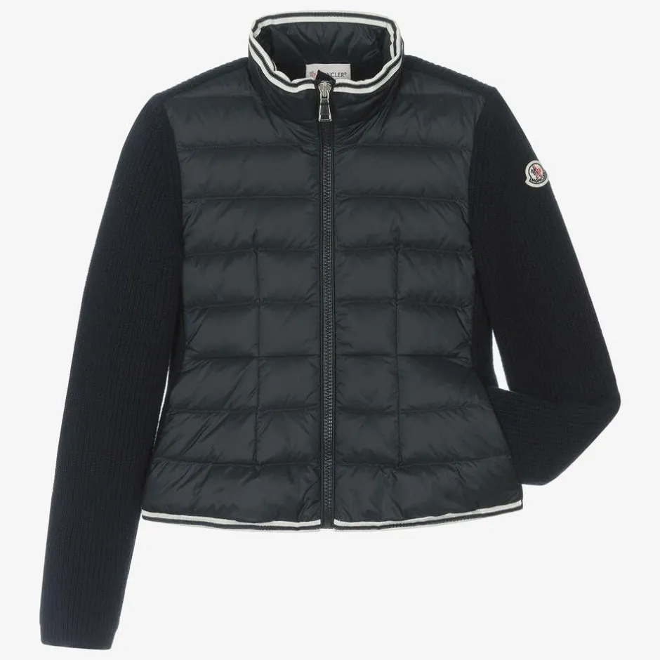 Moncler Enfant Teen Girls Blue Knit & Down-Fill Jacket Online