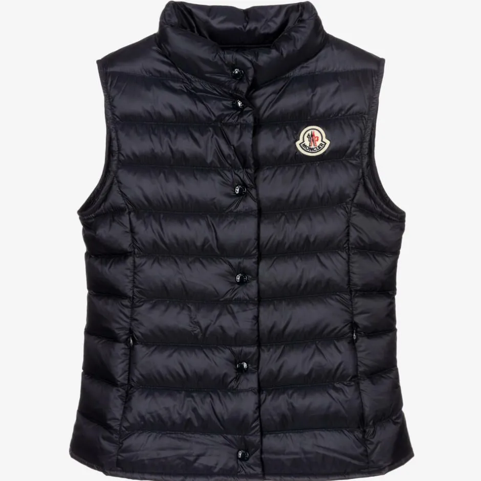 Moncler Enfant Teen Girls Navy Blue Down Padded Liane Gilet Discount