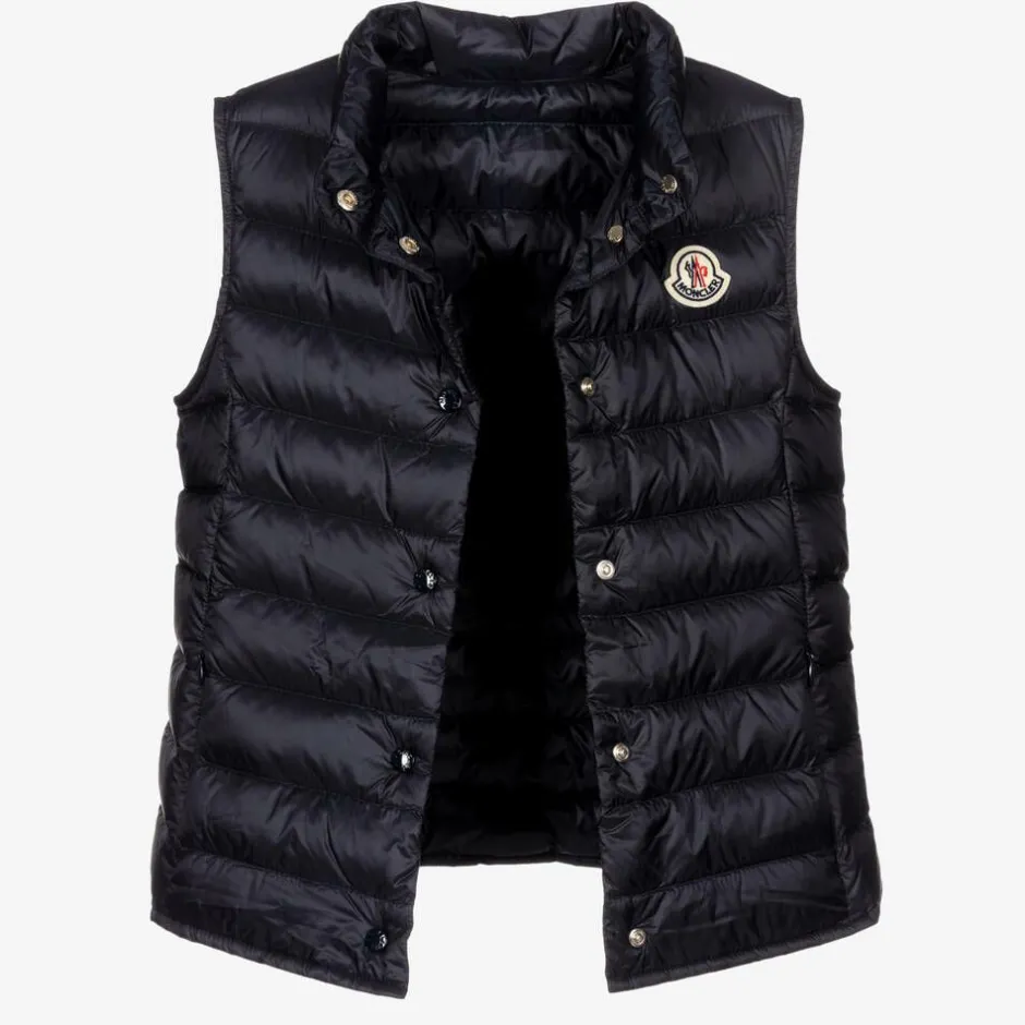 Moncler Enfant Teen Girls Navy Blue Down Padded Liane Gilet Discount