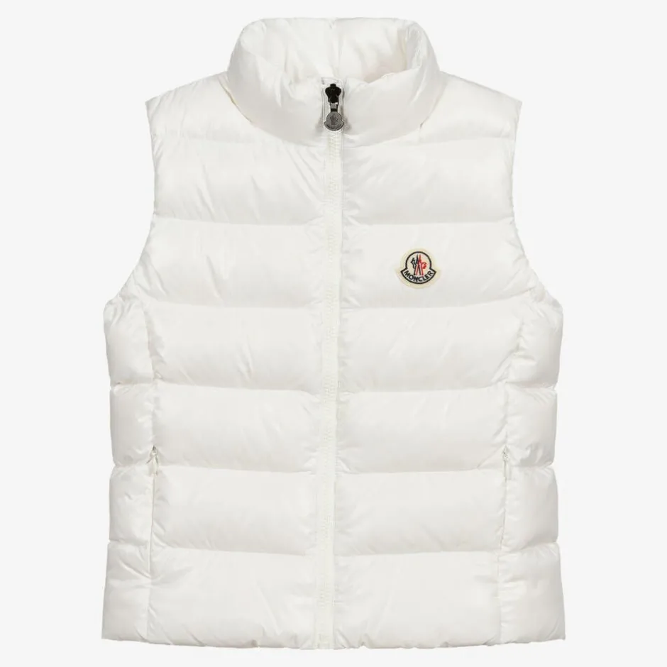 Moncler Enfant Teen Girls White Down Padded Ghany Puffer Gilet Discount