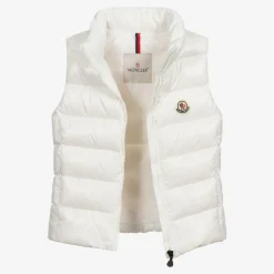 Moncler Enfant Teen Girls White Down Padded Ghany Puffer Gilet Discount