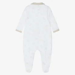 Babidu White & Beige Cotton Babygrow Sale