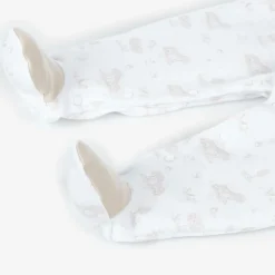 Babidu White & Beige Cotton Babygrow Sale