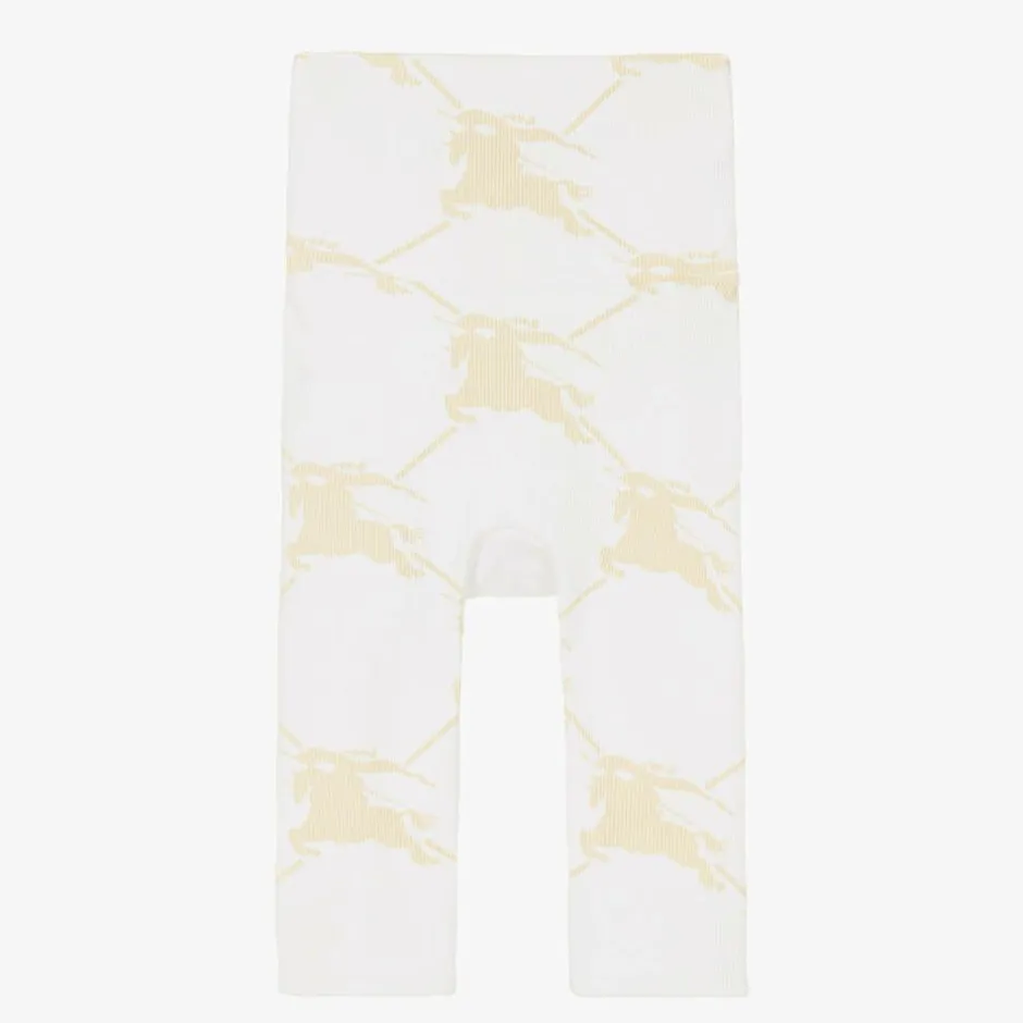 Burberry White & Beige Cotton EKD Babysuit Set Best