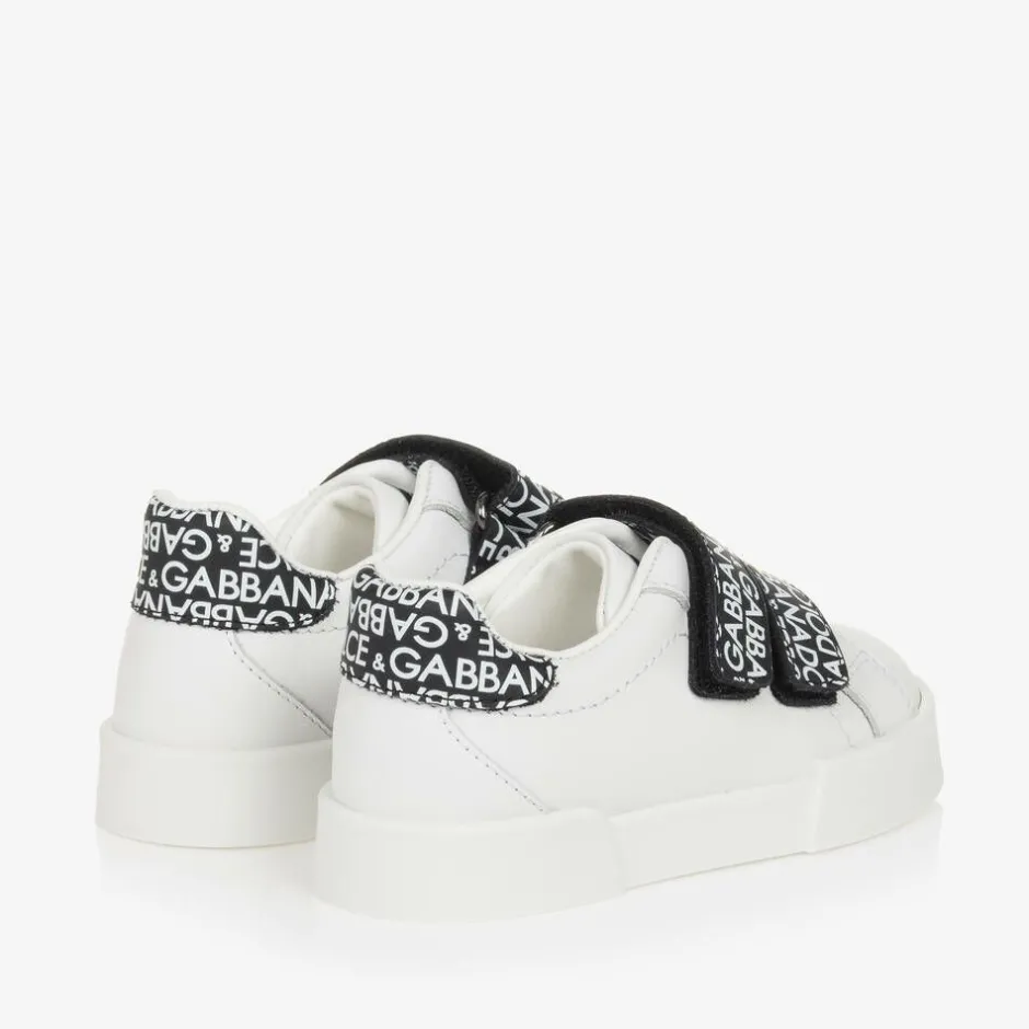Dolce amp; Gabbana White & Black Leather Baby Trainers Online