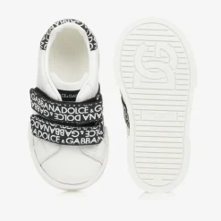 Dolce amp; Gabbana White & Black Leather Baby Trainers Online