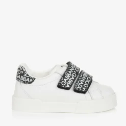 Dolce amp; Gabbana White & Black Leather Baby Trainers Online