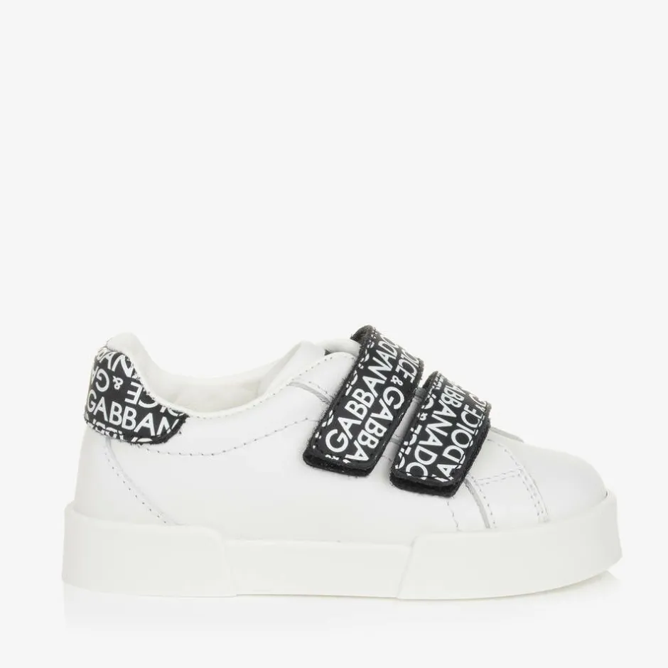 Dolce amp; Gabbana White & Black Leather Baby Trainers Online