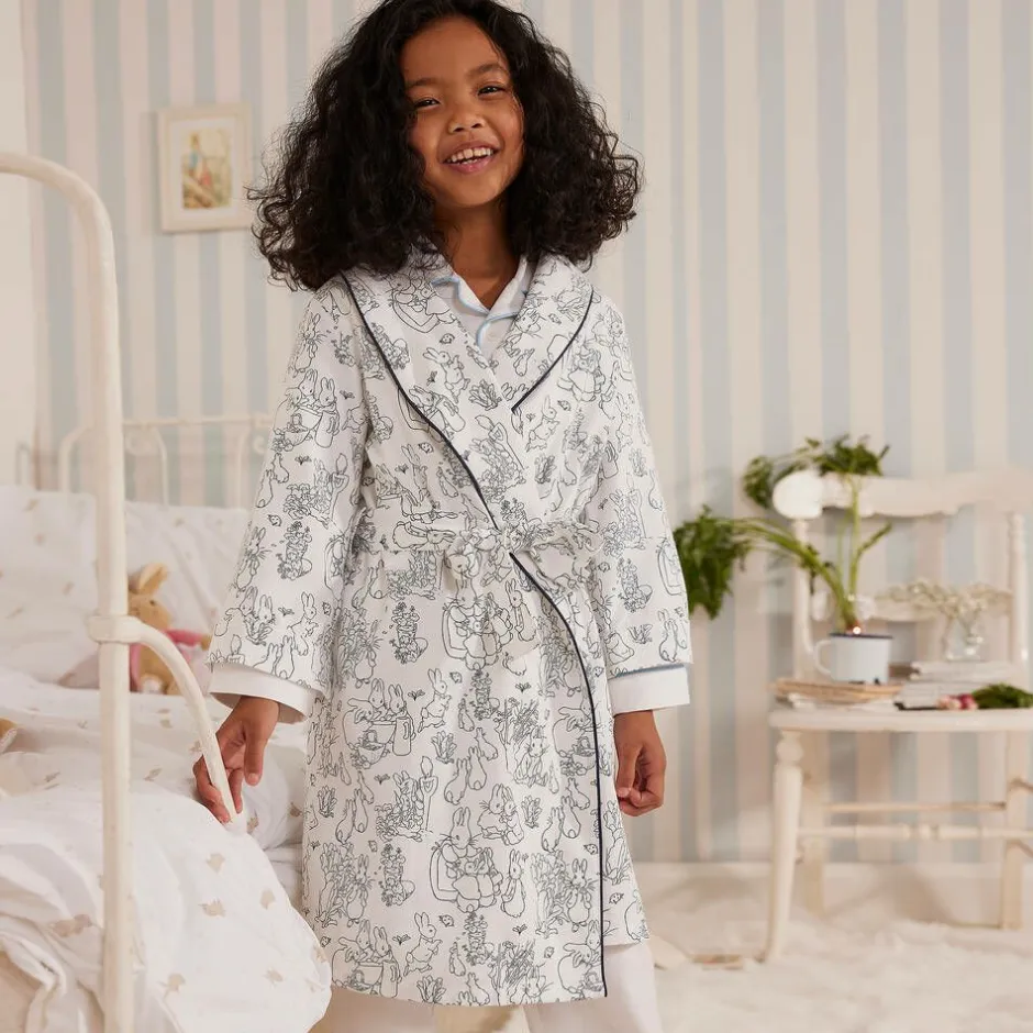 Peter Rabbit™ by Childrensalon White & Blue Cotton Dressing Gown Best