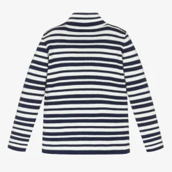 Gucci White & Blue Stripe Wool Top