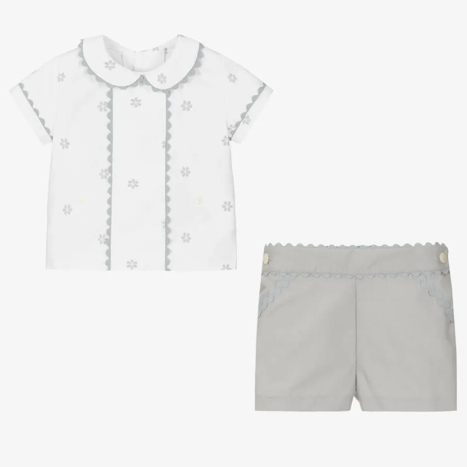 Ancar White & Grey Cotton Baby Buster Suit New