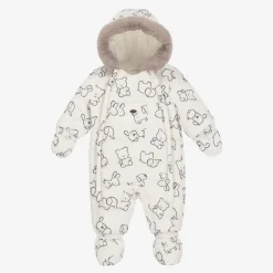 Mayoral White & Grey Padded Baby Snowsuit Outlet
