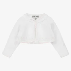 Sarah Louise White & Pink Knitted Bolero Cardigan Clearance