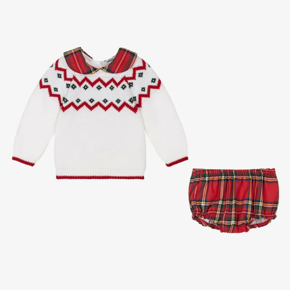 Babidu White & Red Cotton Shorts Set New