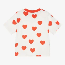 Mini Rodini White & Red Heart Print Cotton T-Shirt Outlet