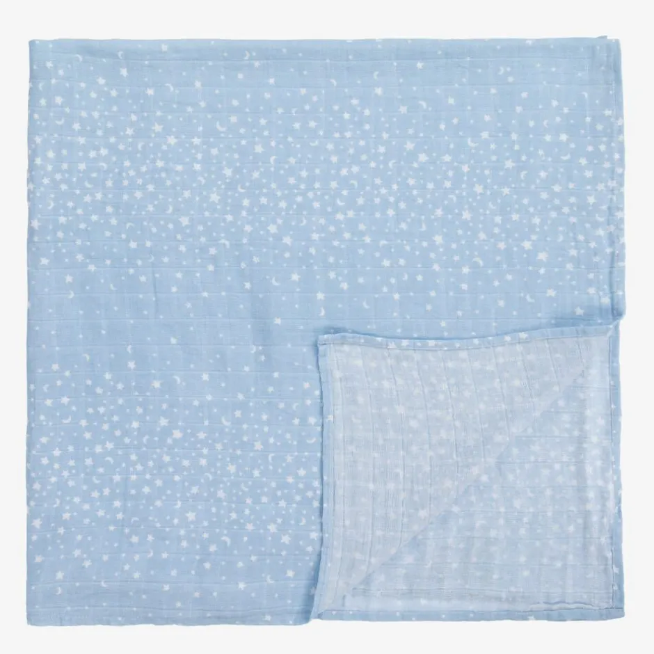 aden + anais White & Blue Muslin Swaddles (4 Pack)