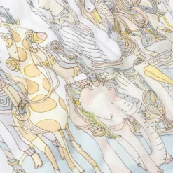 Atelier Choux Paris White & Blue Organic Cotton Reversible Duvet (132cm) New