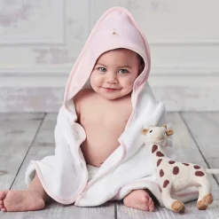 Kissy Kissy White & Pink Cotton Hooded Towel & Mitt Set Sale
