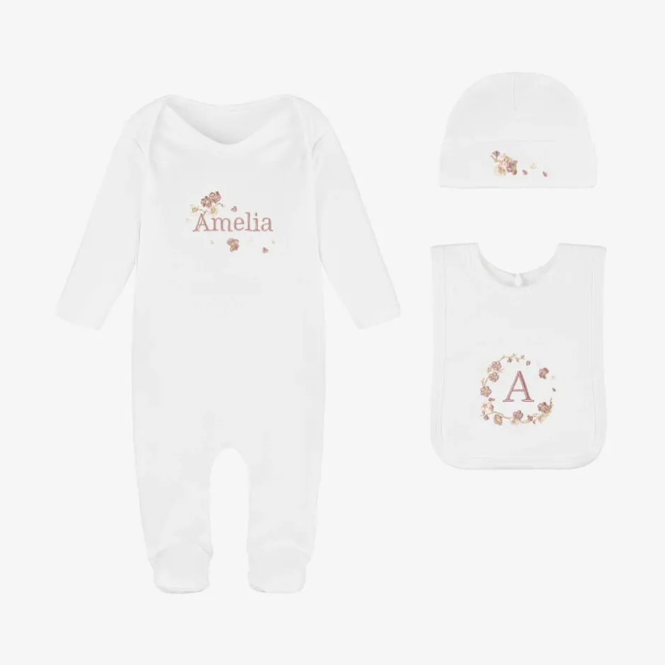 Paint My Dreams White Blossom Personalised Babysuit Gift Set