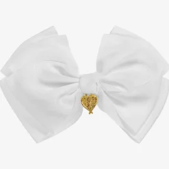 Angels Face White Bow Hair Clip (19cm) Snowdrop