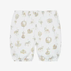 Atelier Choux Paris White Carousel Print Cotton Bloomer Shorts Sale
