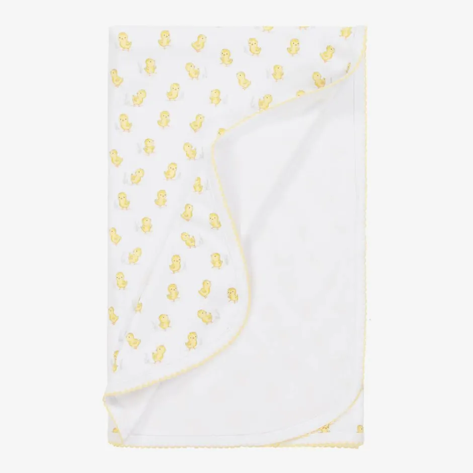 Kissy Kissy White Cheery Chicks Pima Cotton Blanket (73cm) New