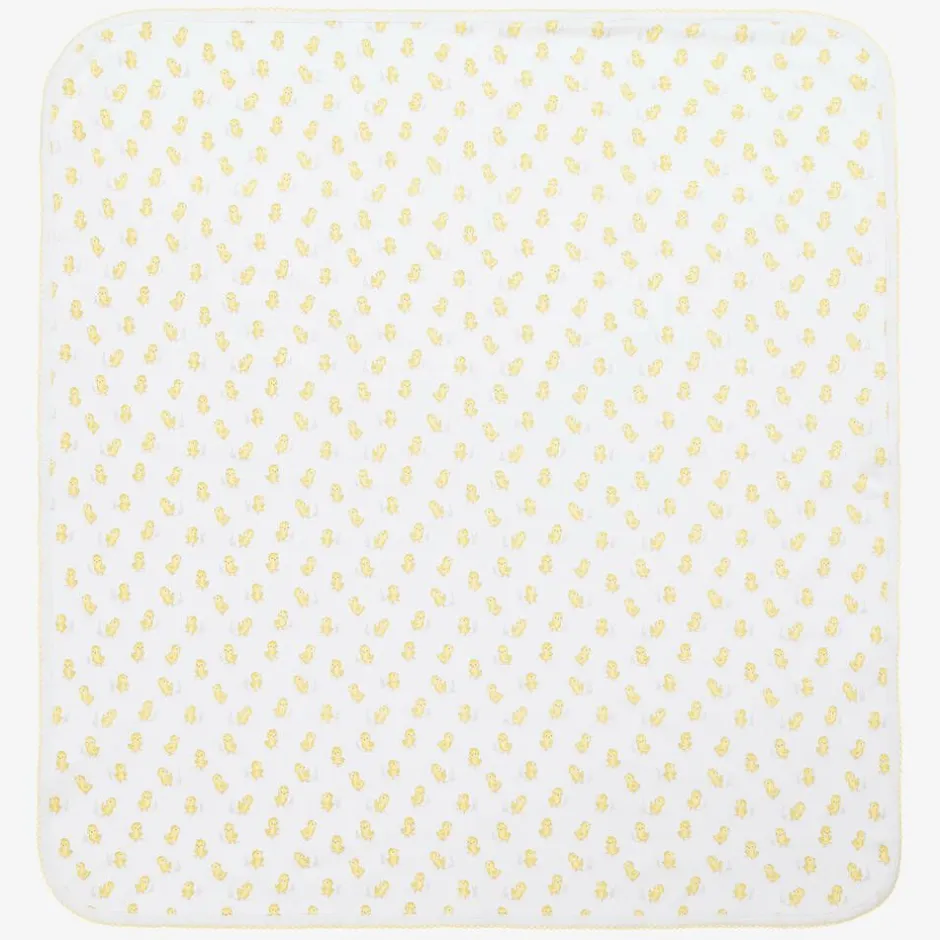 Kissy Kissy White Cheery Chicks Pima Cotton Blanket (73cm) New