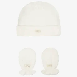 Marie-Chantal White Cotton Angel Wing Hat & Mittens Set Best