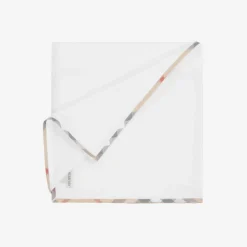 Burberry White Cotton Baby Blanket (100cm) Clearance