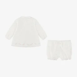 Sarah Louise White Cotton Baby Shorts Set Clearance