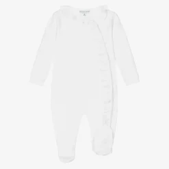 Beatrice amp; George White Cotton Babygrow & Embroidered Bib Set Discount