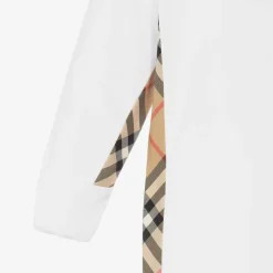 Burberry White Cotton Check Babysuit Gift Set Outlet