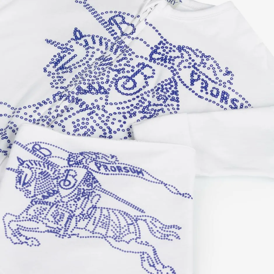 Burberry White Cotton EKD Babysuit Gift Set Online