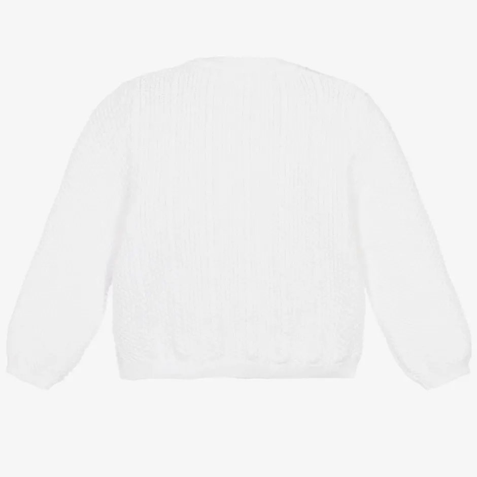 Minutus White Cotton Knitted Baby Cardigan Sale