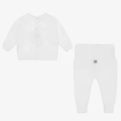 Minutus White Cotton Knitted Trouser Set Best