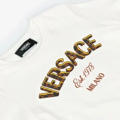 Versace White Cotton Leopard Print Logo T-Shirt Online
