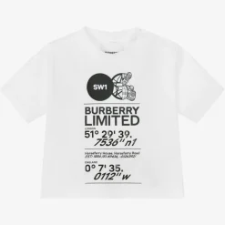 Burberry White Cotton Logo Baby T-Shirt