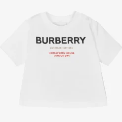 Burberry White Cotton Logo Baby T-Shirt Sale