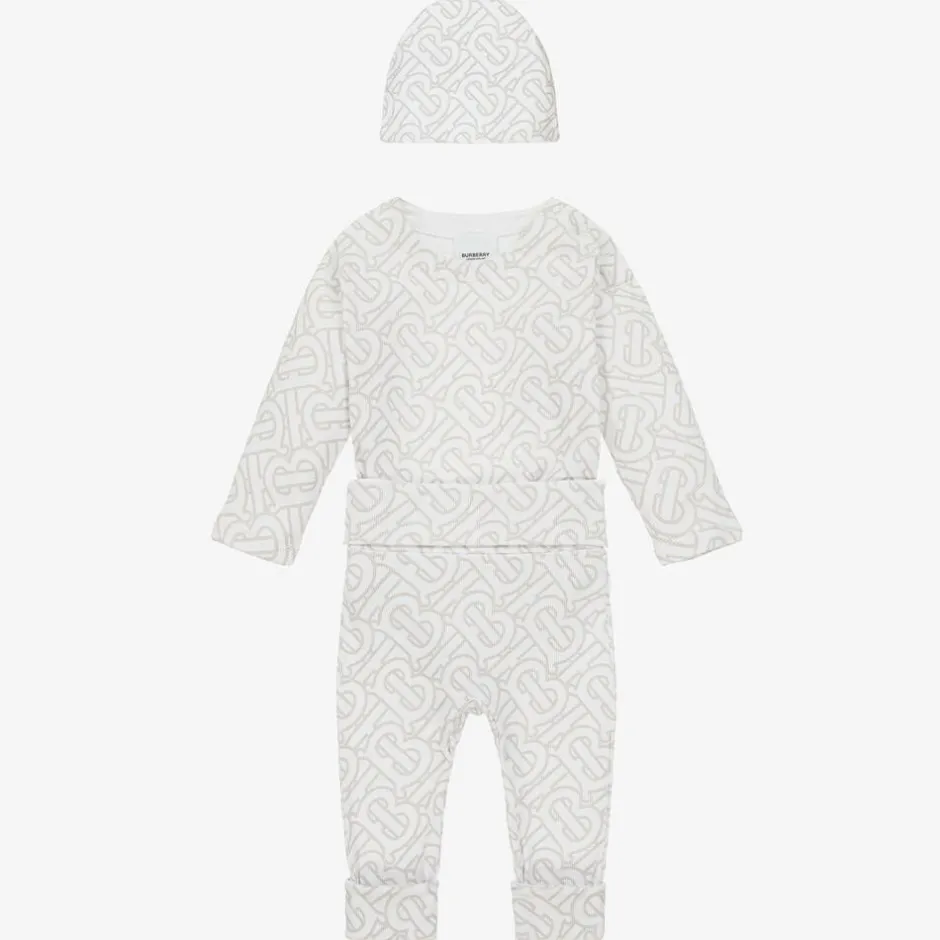 Burberry White Cotton Monogram Baby Gift Set Best