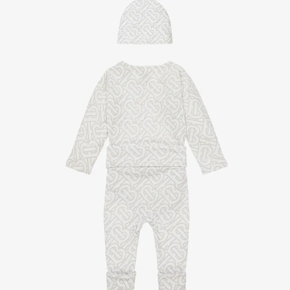Burberry White Cotton Monogram Baby Gift Set Best