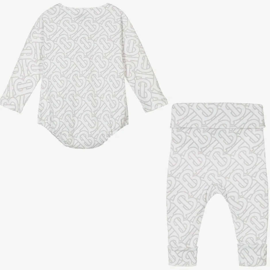 Burberry White Cotton Monogram Baby Gift Set Best