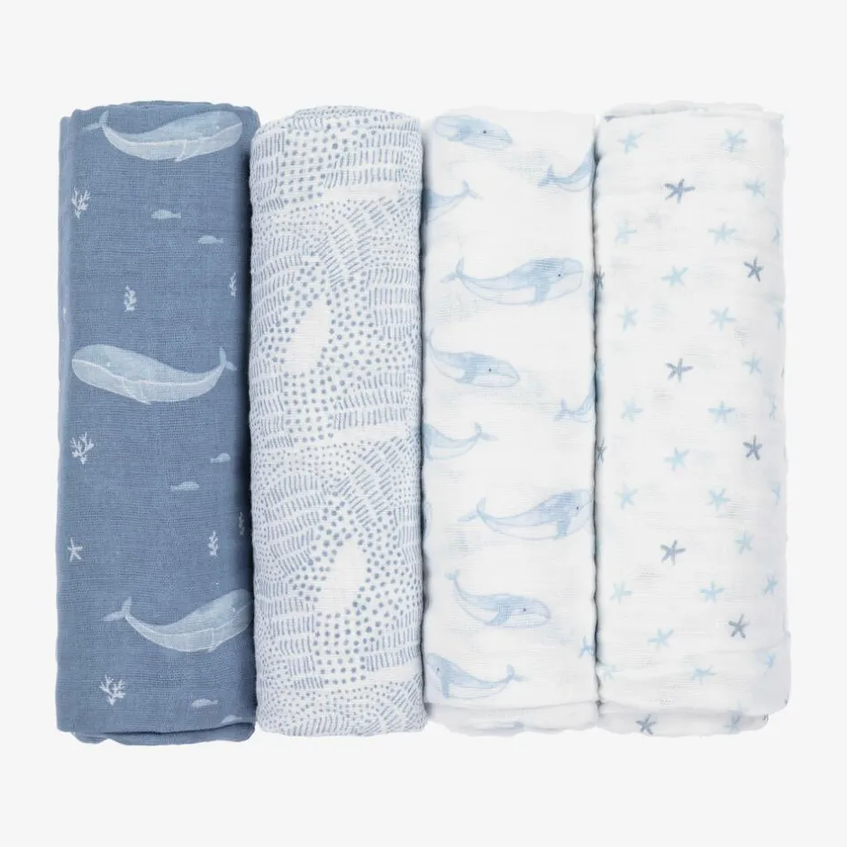 aden + anais White Cotton Muslin Swaddles (4 Pack)