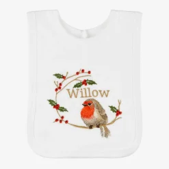 Paint My Dreams White Cotton Personalised Robin Bib Sale