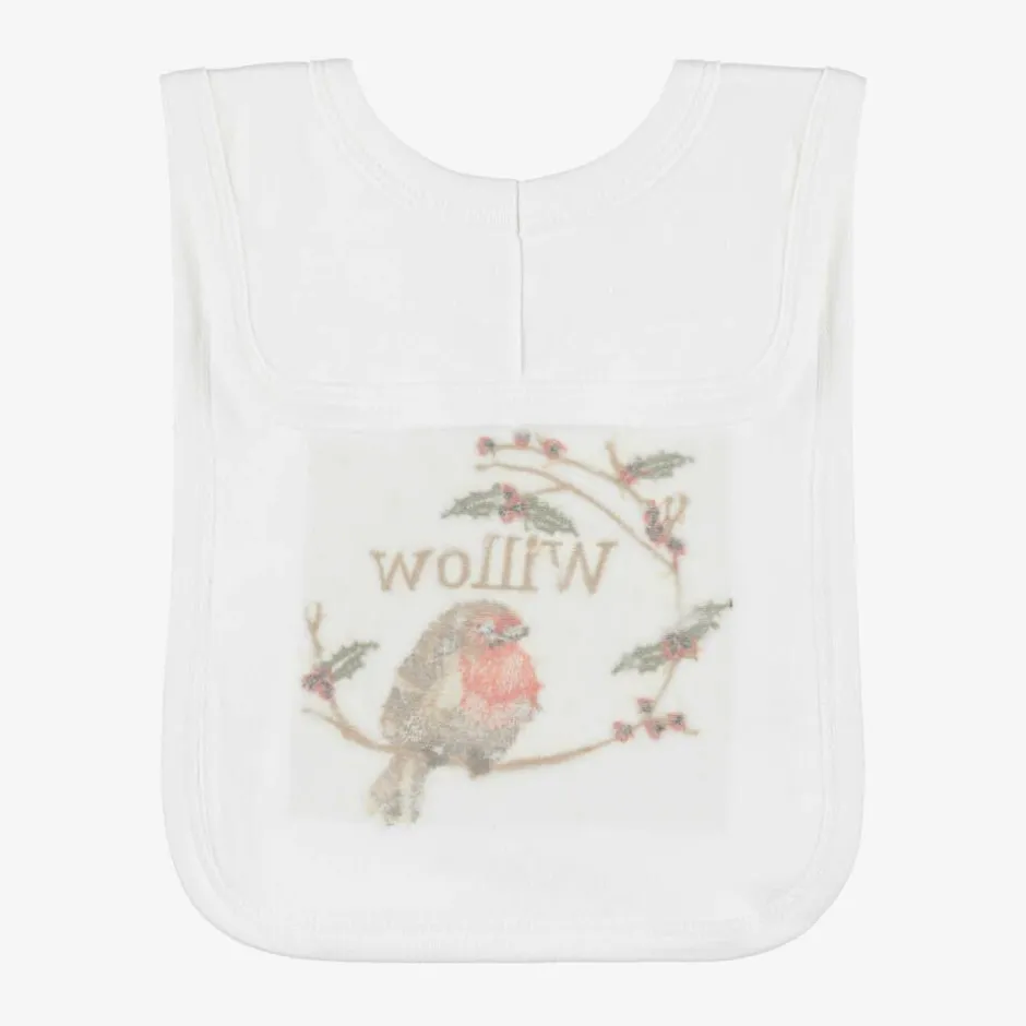 Paint My Dreams White Cotton Personalised Robin Bib Sale