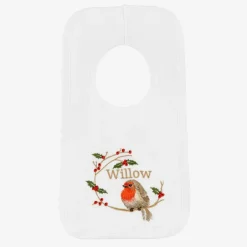 Paint My Dreams White Cotton Personalised Robin Bib Sale