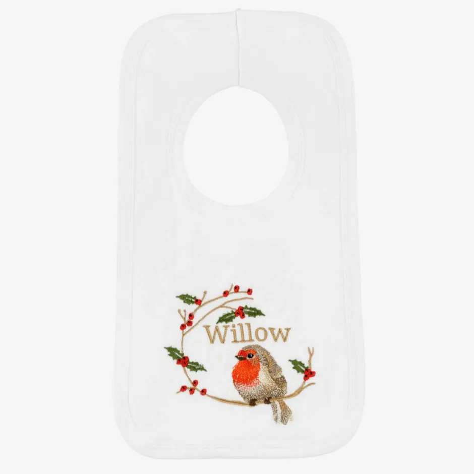 Paint My Dreams White Cotton Personalised Robin Bib Sale