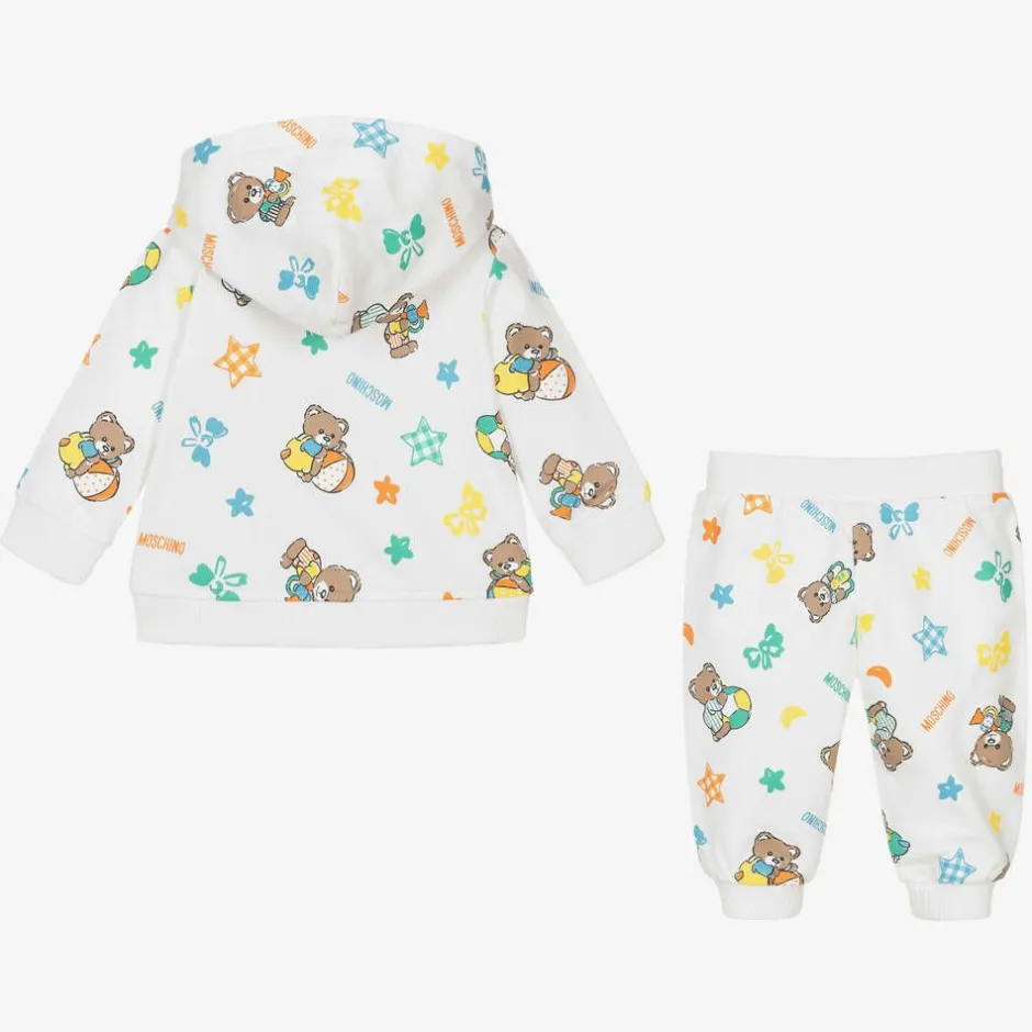 Moschino Baby White Cotton Teddy Bear Tracksuit Online