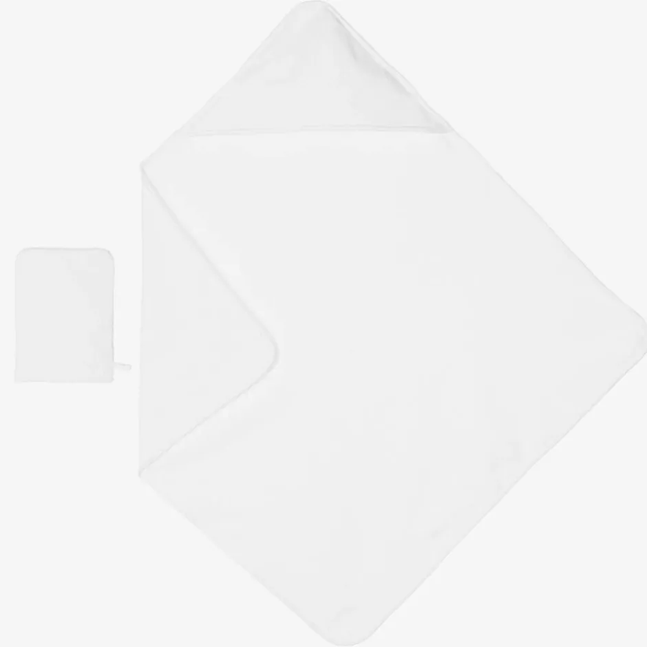 Burberry White Cotton Towel & Mitt Baby Gift Set Sale