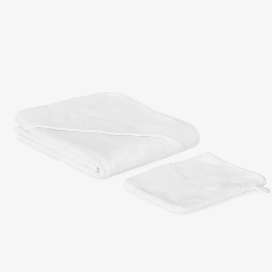 Burberry White Cotton Towel & Mitt Baby Gift Set Sale